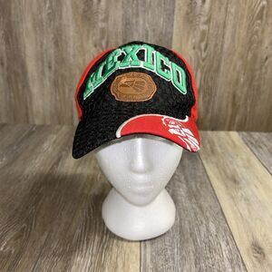 MEXICO Flag Embroidered Adjustable Black Red Green Baseball Cap Hat